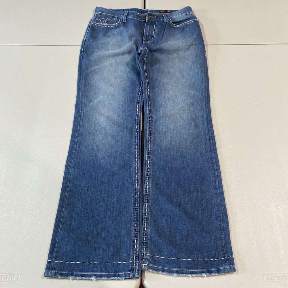 Y2K People of the World Bootcut Jeans Embroidered Thick Stitch 36